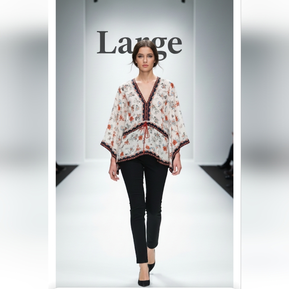 Lange Women's Boho Floral Blouse - White and Red